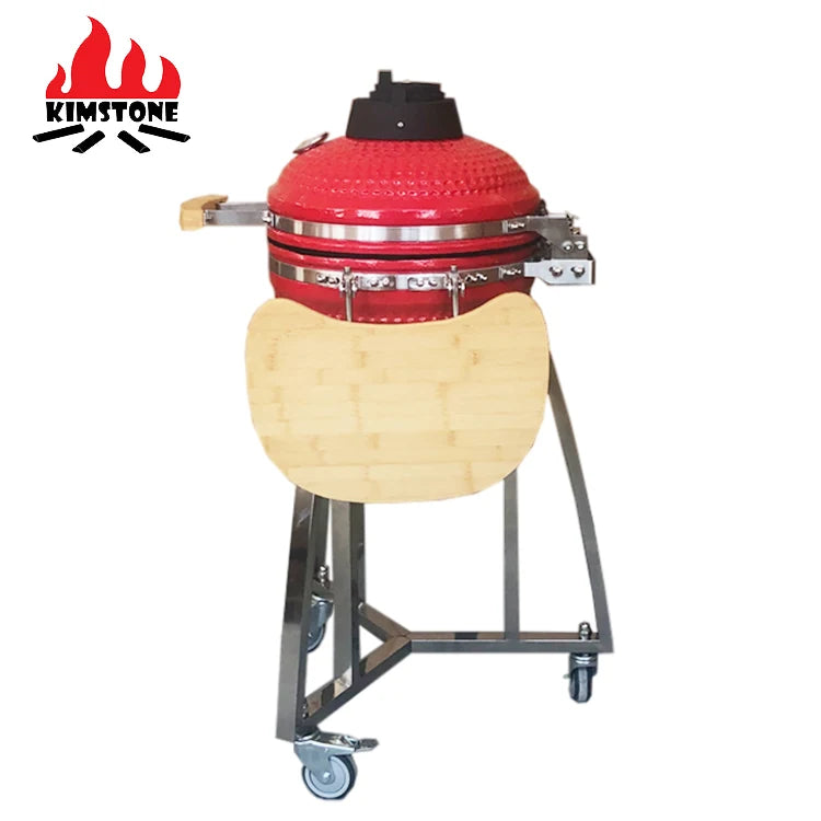 KIMSTONE 2023 New Hot Selling 16 Inch Portable Bbq Rotisserie Grill Commando Kamado Smoker With Stainless Steel Stand