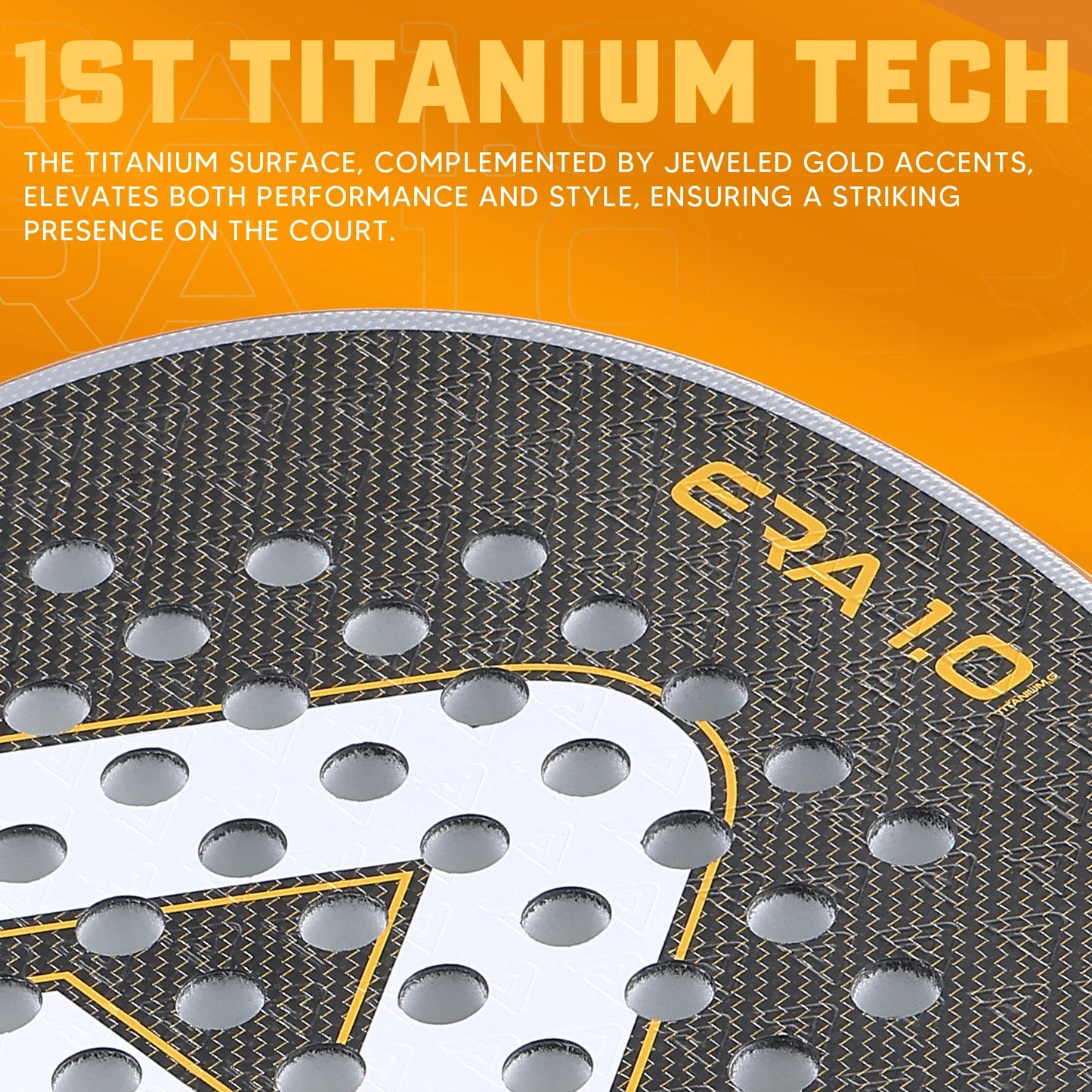 AMA SPORT 1St Titanium Gold Padel Rackets with Precision Holes,Anti-Vibration System High-Performance Titanium Pala de Padel
