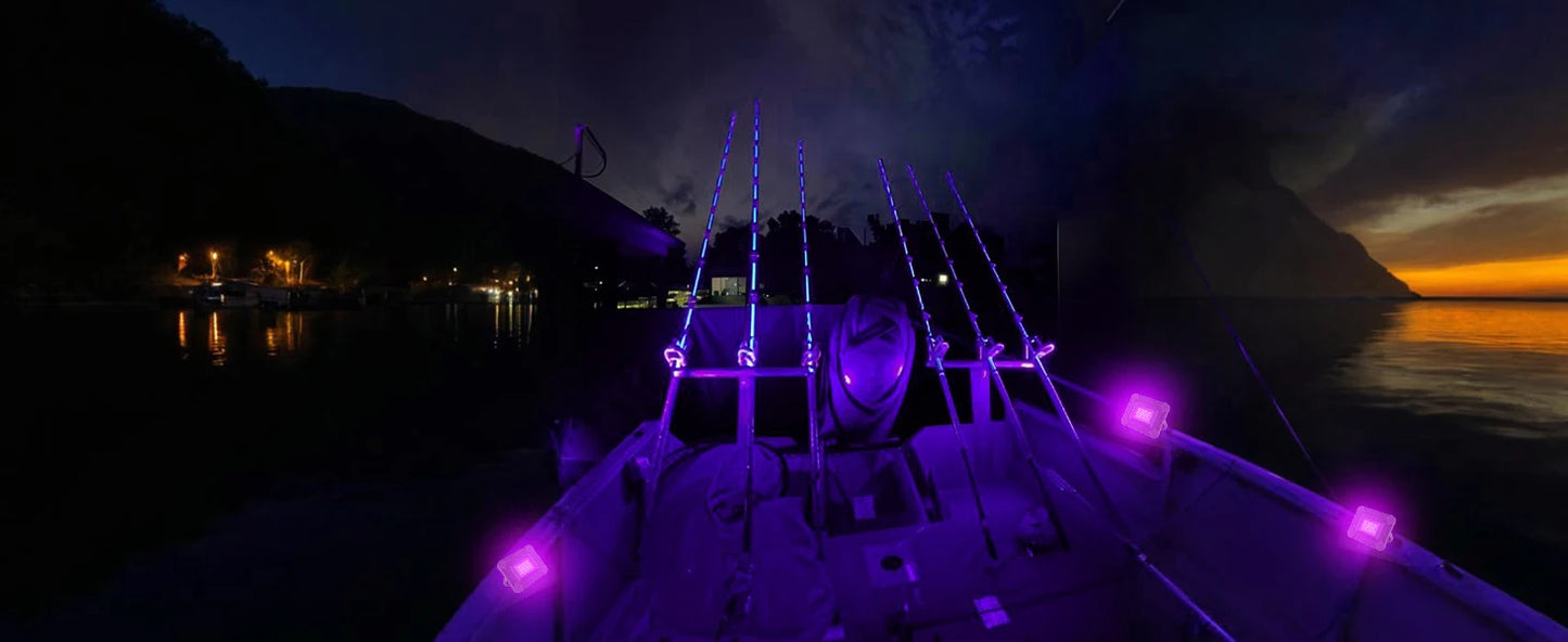 1/2 PCS LED UV Black Lights Work Light Stage Blacklight Ultraviolet Flood Effect Light for Halloween Xmas Dance DJ Disco Party