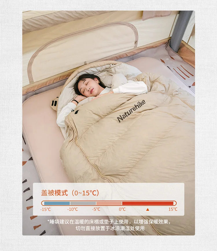 Naturehike-Thickened and Breathable Down-Filled Sleeping Bag for Adults, Outdoor Camping Bag, Warm, Winter CNH22SD008