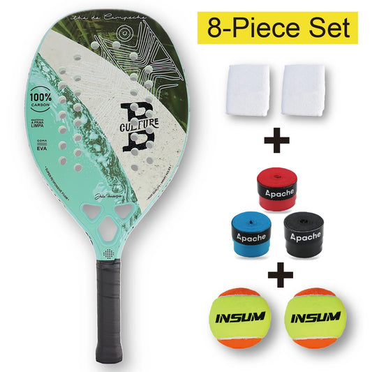 Beach Tennis Racket Full Carbon Professional Racket EVA Training Use Men's and Women's  Paddle Racket Set - 8 Pieces