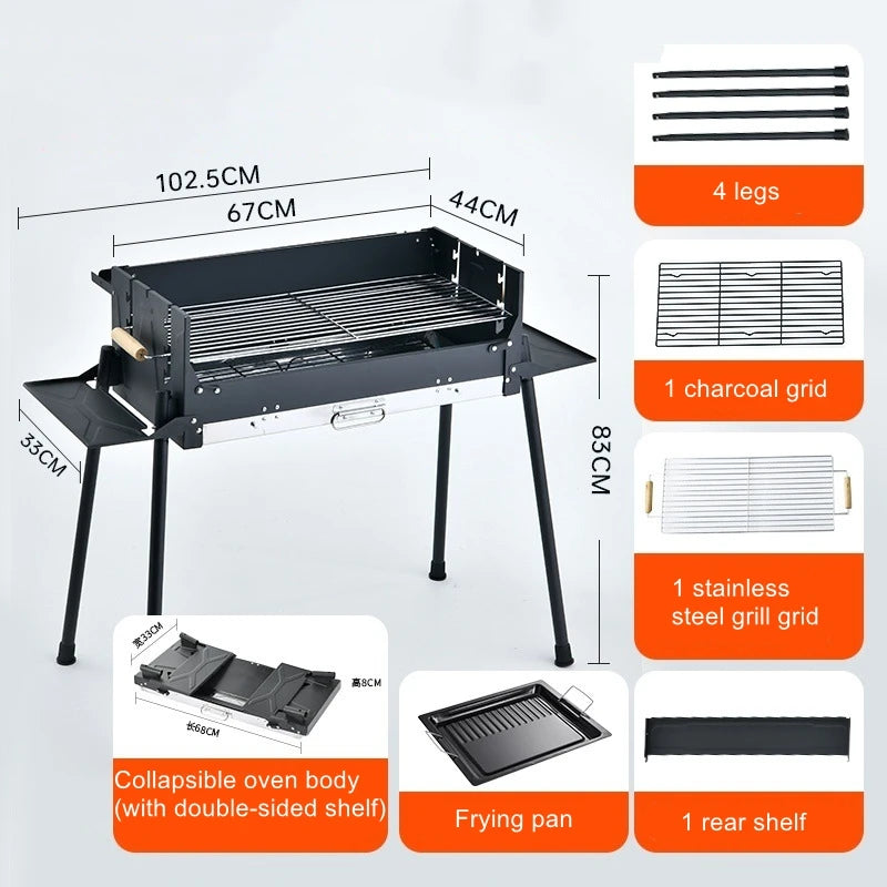 Outdoor Grill Courtyard Portable Household Charcoal Stainless Steel Barbecue Stove Camping Stove Barbecue Stove