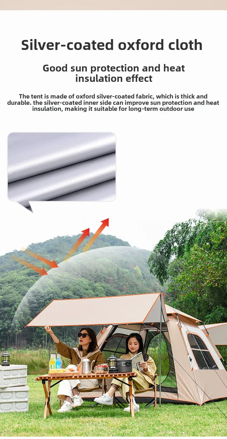 Outdoor Fully Automatic Quick-opening Two-in-one Canopy Vinyl Tent Double Doors and Double Windows 5-8 People Camping Tent