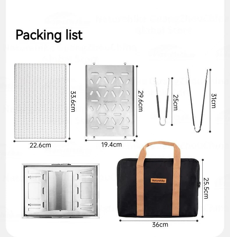 Naturehike Charcoal Grill Outdoor Barbecue Stove Cookware Firewood Heater Camping Accessories Portable Stainless Steel Burner