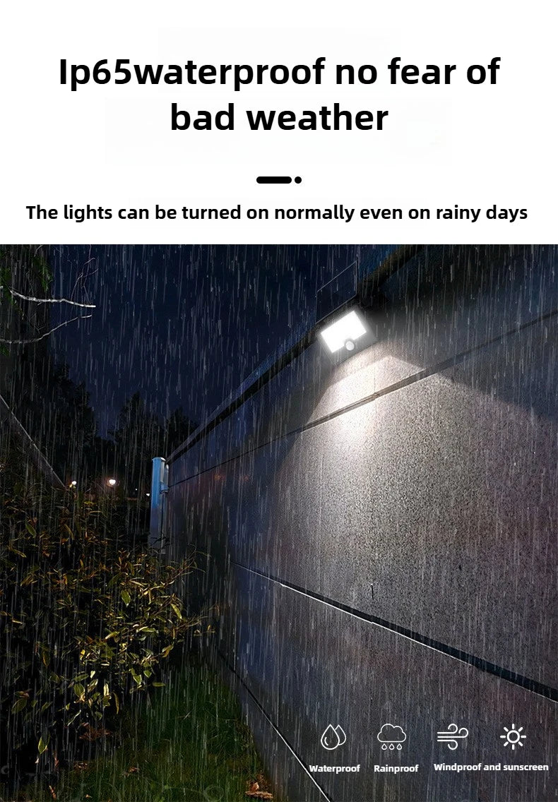 Solar Light Outdoor Foldable Floodlight Waterproof Spotlight Wall Human Body Sensor Lamp for Garden and Courtyard Lighting