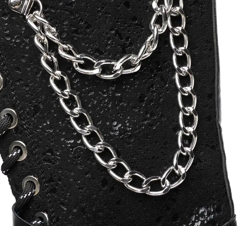 Men Motorcycle Boots Mid-calf Breathable Combat Boots Gothic Belt Punk Boots Men Shoes Hightop Casual  Metal toe boots 38-46