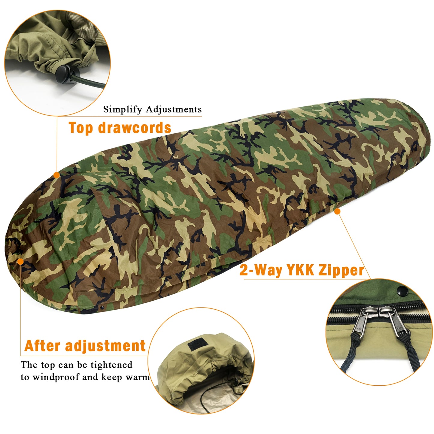 Bivy Cover Sack for Military Army Modular Sleeping System, Waterproof Outer Shell for Sleeping Bag, Minimalist Stealth Shelter