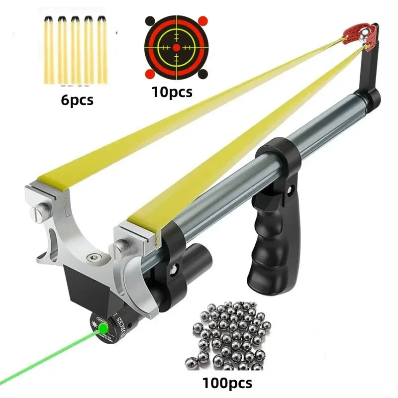 Straight Rod High Precision Telescopic High Power Red Laser Flat Rubber Band Stainless Steel Outdoor Hunting Catapult Slingshot