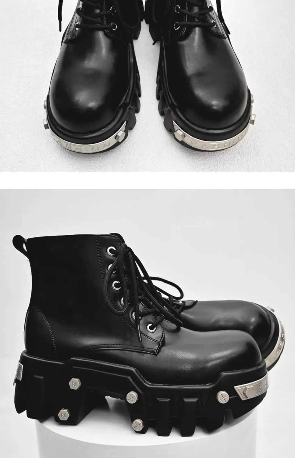 2025 New Trendy Heightening 8cm Bulldozer Men's Handsome British Style Platform Motorcycle Short Boots