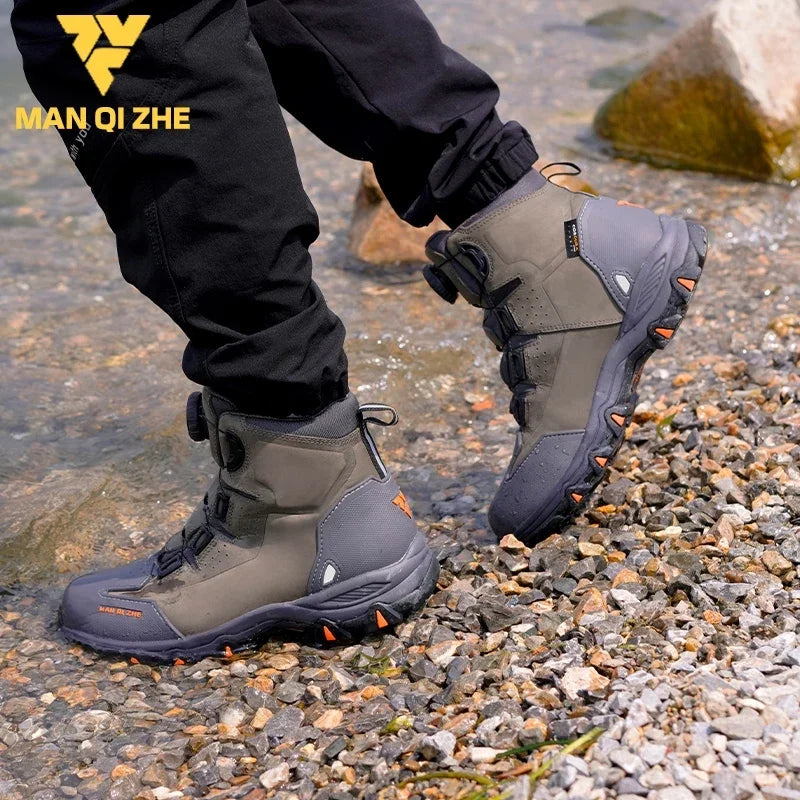 MQZ Motorcycle Boots Cowhide Road Riding Botas Hiking Shoes Anti Fall Waterproof All Season Ankle Toe Heel Protection For KTM