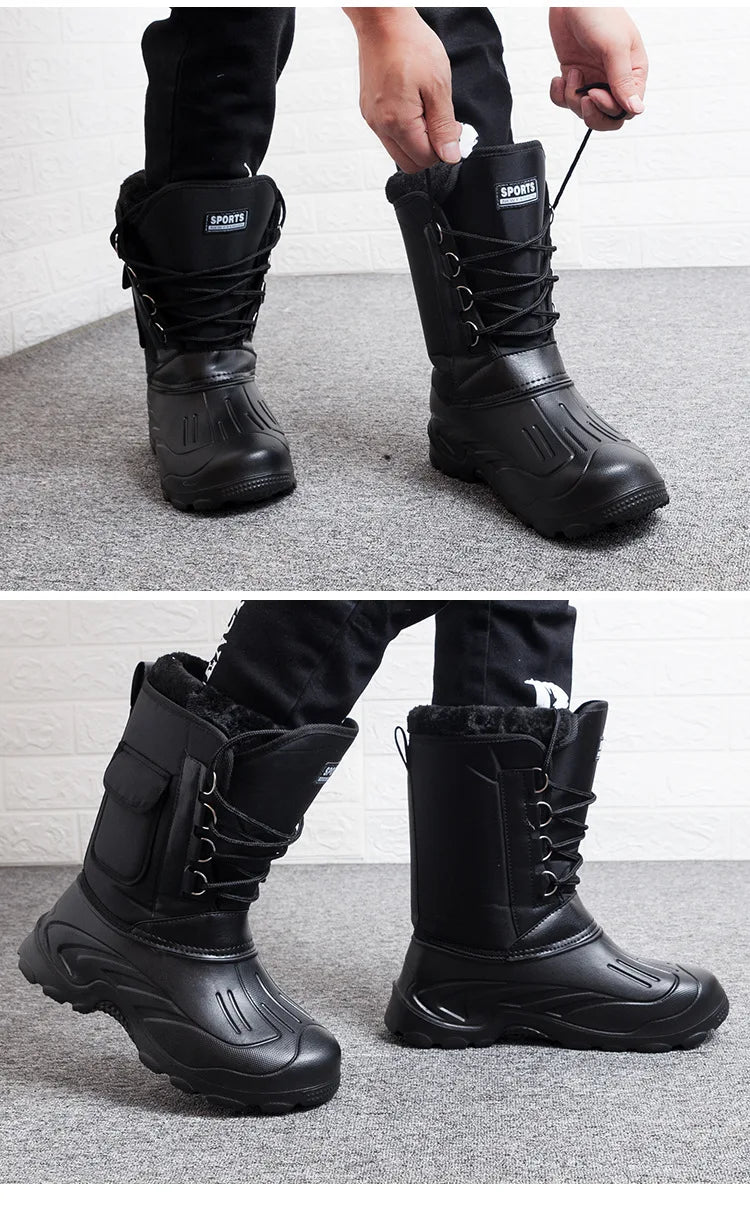 Winter Men's Waterproof Sneakers 2025 Outdoor Snow Boots for Men Thickened Warm Fishing Non-slip Hiking Boots Male Plus Size 46