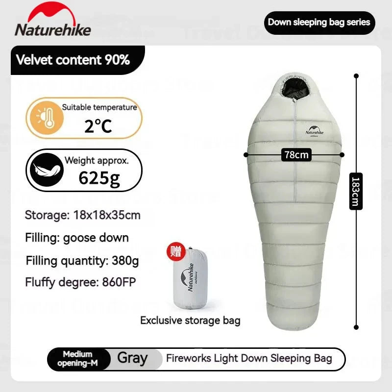 Naturehike Goose Down sleeping bags camping Ultralight Winter Gear Supplies Travel Waterproof folding Comfortable Tourism bag