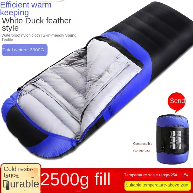Wholesale Unisex Waterproof Nylon Sleeping Bag Envelope Style Duck Filling for Winter Keep Warm Adults Use Outdoor Camping Hike