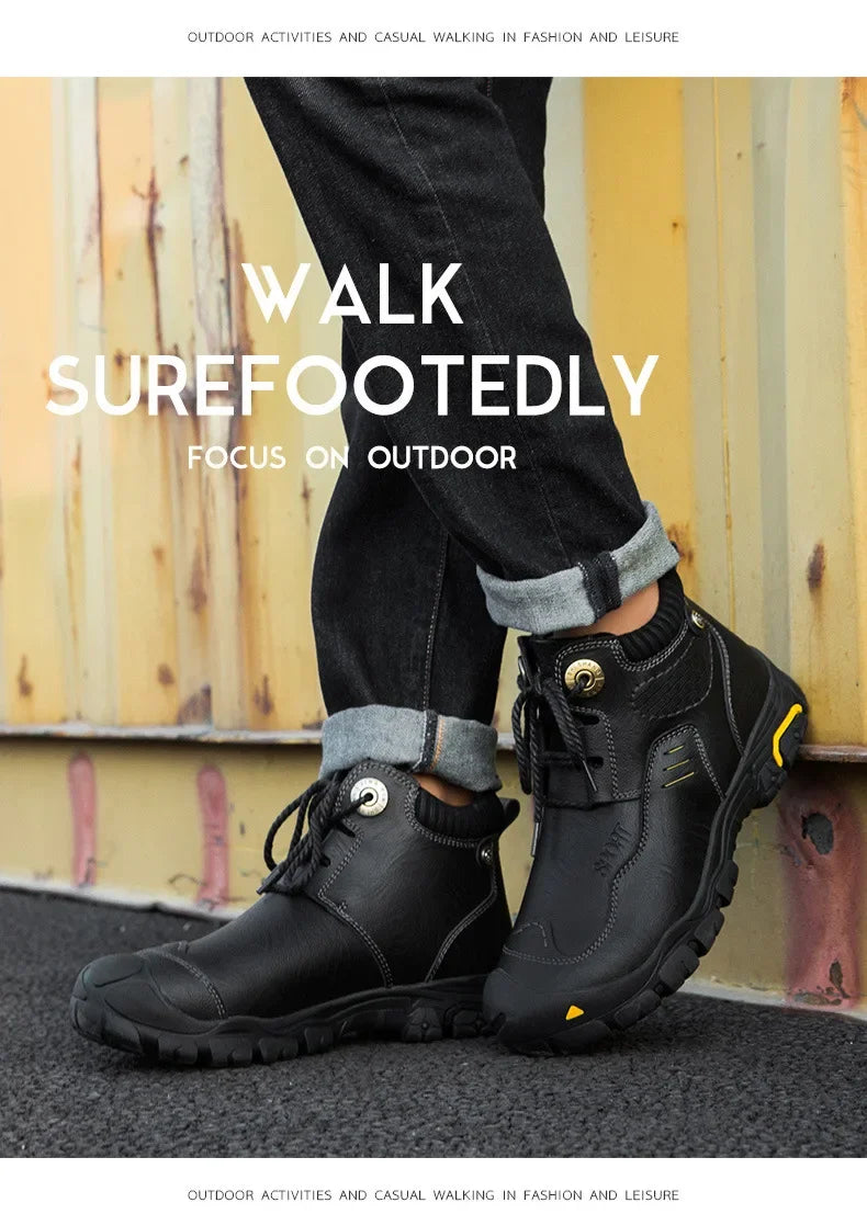 Motorcycle Riding Boots with Winter Velvet Style Warm Waterproof and Non Slip Outdoor Leisure Hiking Shoes Motorcycle Boots