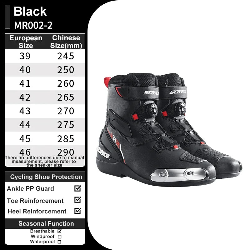 SCOYCO Motocross Boots Men Anti-fall Non-slip Motorcycle Protective Boots Breathable Wear-resistant Motorcyclist Shoes Equipment