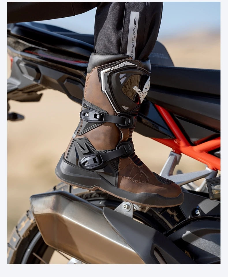 Motorcycle Boots Windproof Waterproof Motocross Boots Anti-Slip Professional Motorbike Shoes For Outdoor Off-Road Rally Riding