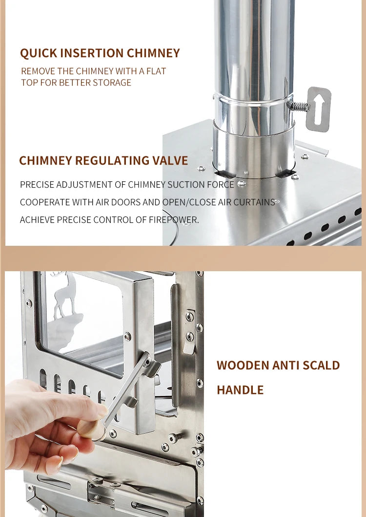 Firewood Stove Tent Heater Wood Furance Pellet Stove Brazier Grill Outdoor Camping Stove Portable Tent Heating Drawer Oven New