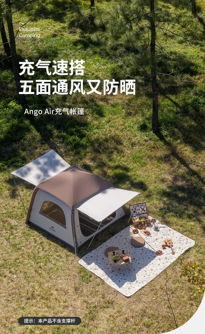 Naturehike-Ango Air Inflatable Tent, Outdoor Camping, Sun Protection, Quickly Open Folding Tent, Large Space, CNH23ZP12002