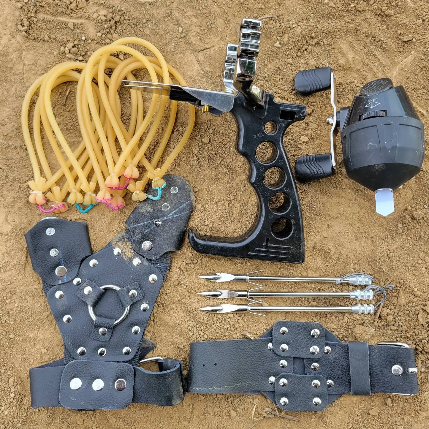 Strong Power Game Shooting Slingshot Full Set of Fishing Artifact Outdoor Hunting Catapult Horizontal Aiming Toy Slingshot