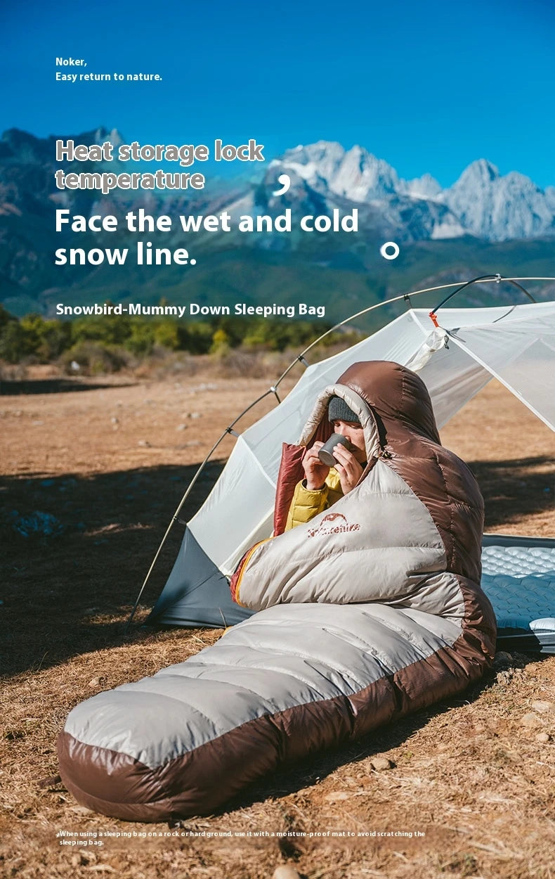 Naturehike Camping Duck Down Sleeping Bag 650FP Mummy Thickening Warm Outdoor Ultralight Portable Winter Down Sleeping Bag -18℃