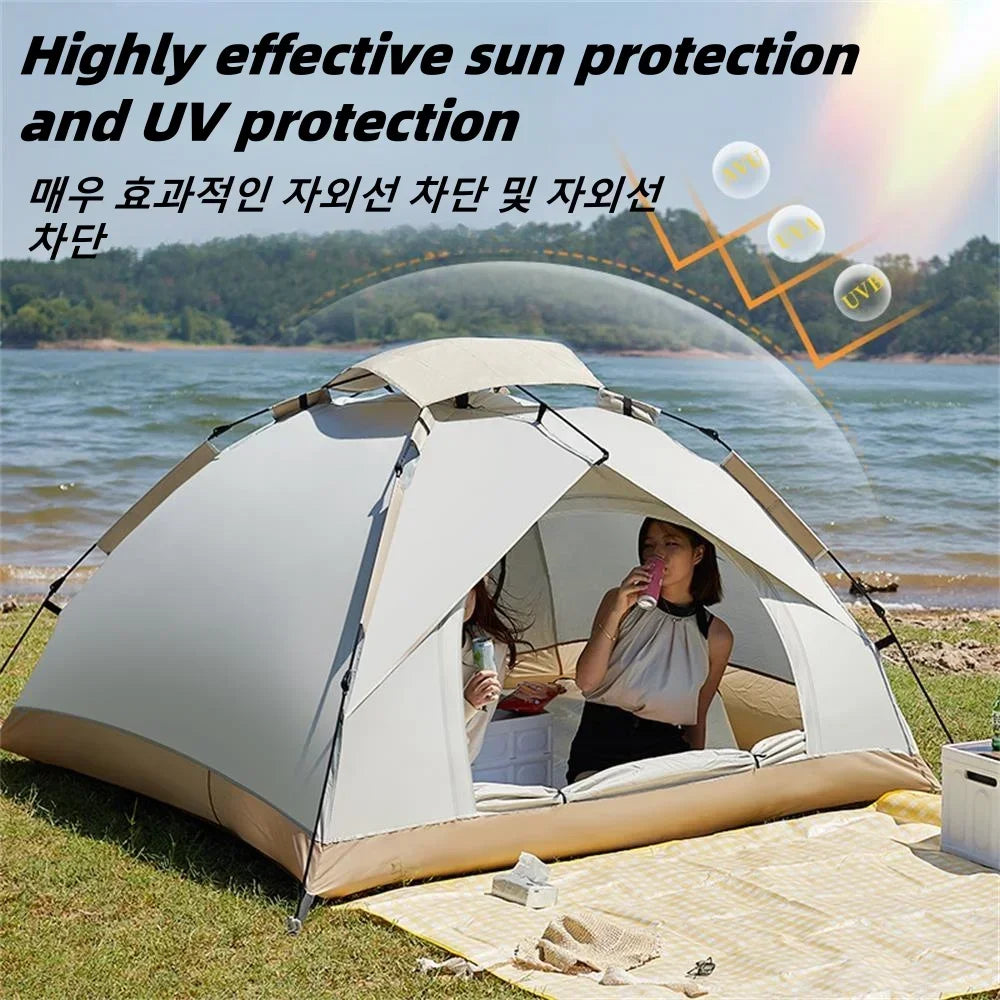 Camping Waterproof Tent 2-3 People One-touch Camping Tent Outdoor Ultralight Portable Sun Shelter Beach Tent for Outdoor Fishing
