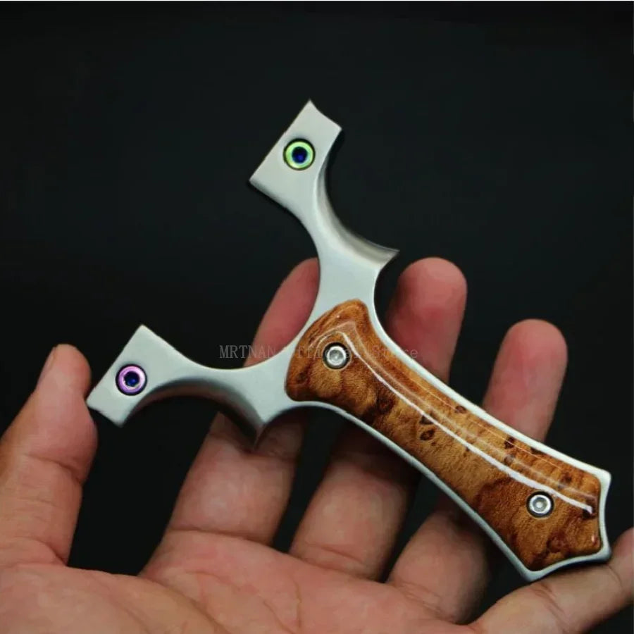 Stainless Steel Slingshot with Flat Rubber Band Hunting Catapult Accessories Outdoor Sports High Quality