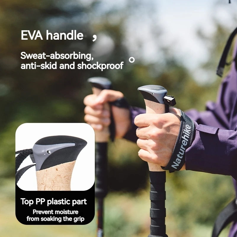 Naturehike Trekking Pole 2pcs 62-135cm 3Sections Carbon Fiber Telescopic Walking Stick Outdoor Hiking Canes Ultralight Climbing