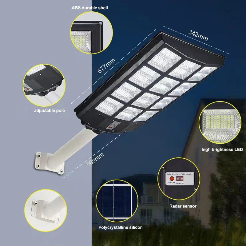 Solar Motion Sensor Street Lights Waterproof 8000LM Outdoor Flood LightsAuto Dusk to Dawn for Garden,Driveway,Yard