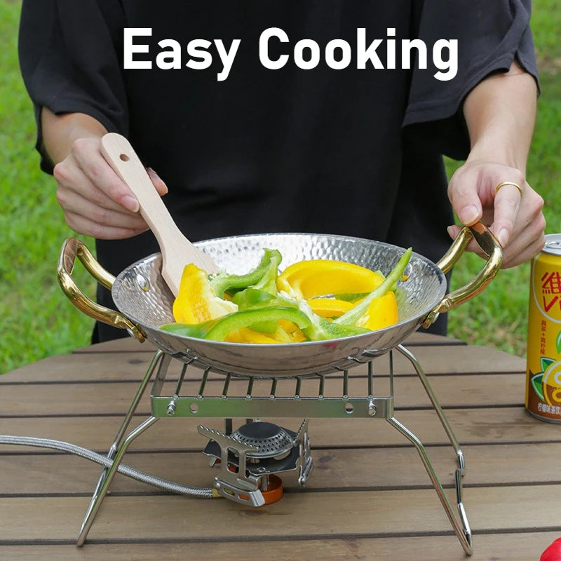 1pc 16/30cm Outdoor Striped Stainless Steel Alcohol Furnace Bracket Grid Oblong Folding Net Camping Bbq Thermostability Portable