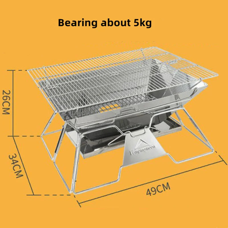 CAMPINGMOON MT-3 Large Folding BBQ Grill Stainless Steel Barbecue Grill BBQ Oven Grill