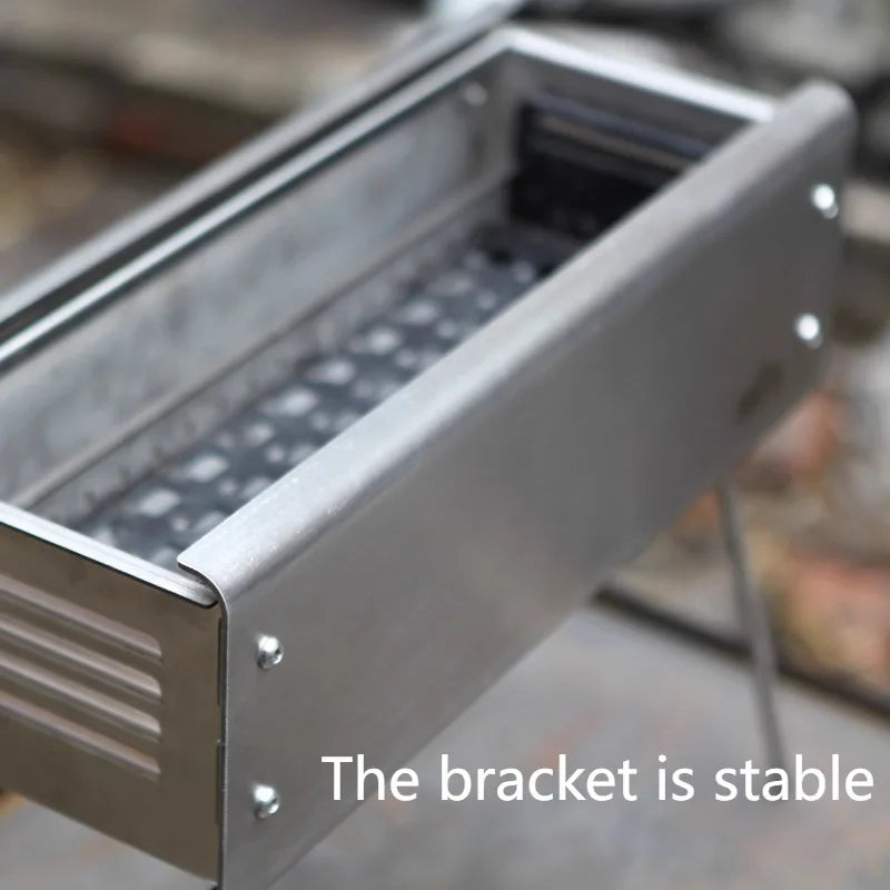 Outdoor Folding Camping Furnace Portable Stainless Steel Household Barbecue Stove Stable Thickened Charcoal Rack Outdoor Stoves