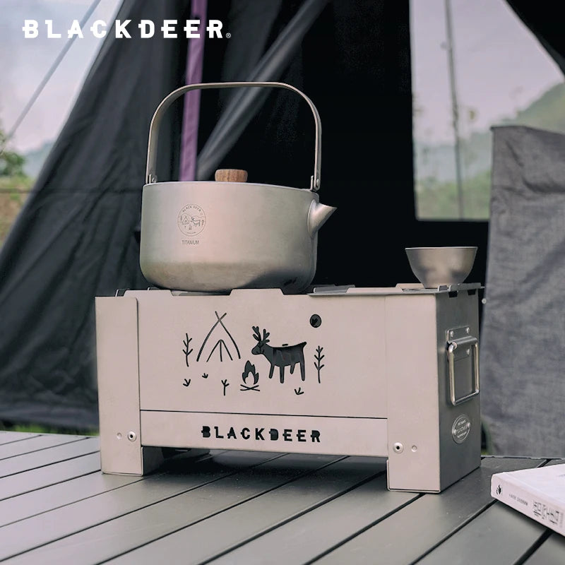 BLACKDEER Outdoor titanium Windproof Wood Stove Furnace Portable Picnic Stove Cooking Camping Burner Barbecue grill BBQ 1kg