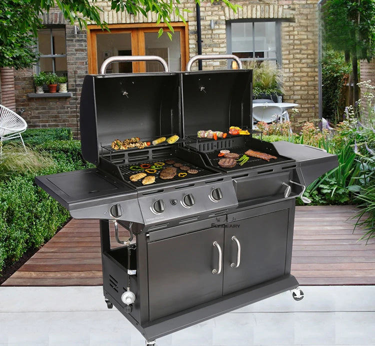 Homemade High Standard Stainless Steel Outdoor Garden High End Auto Ignition 3 Burners Gas Bbq Grill Barbecue BBQ