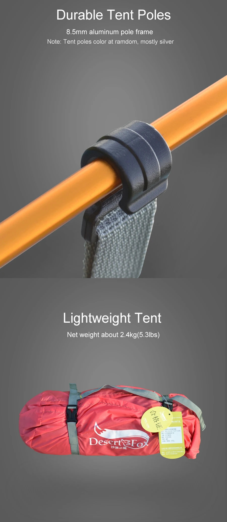 Desert Fox Camping Tent with Snow Skirt Winter Type 2 Persons Warm Tents for Hiking Travelling 4 Seasons Outdoor Backpack Tent