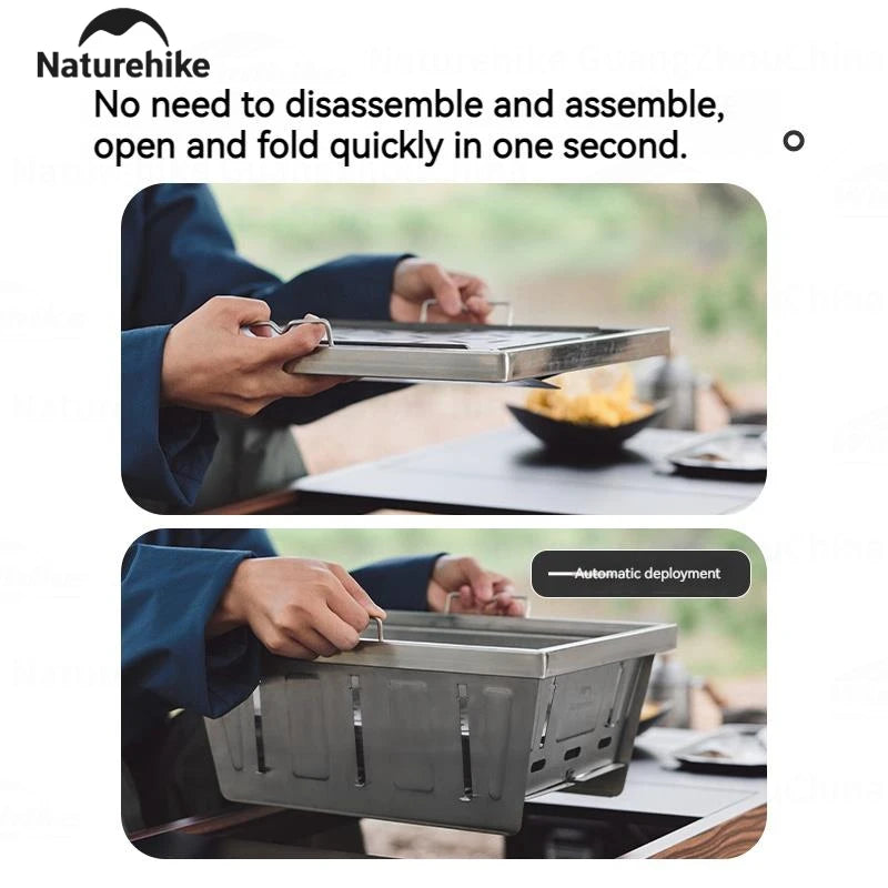 Naturehike Charcoal Grill Outdoor Barbecue Stove Cookware Firewood Heater Camping Accessories Portable Stainless Steel Burner