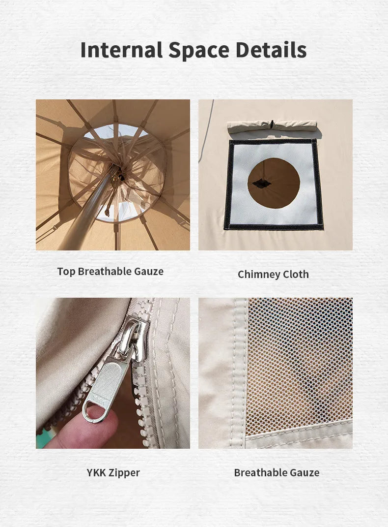 Naturehike Pyramid A-type Tent Teepee Tipi Tent With Chimney for 5-8 People Family Travel Camping Cotton Blend 9.6 Waterproof