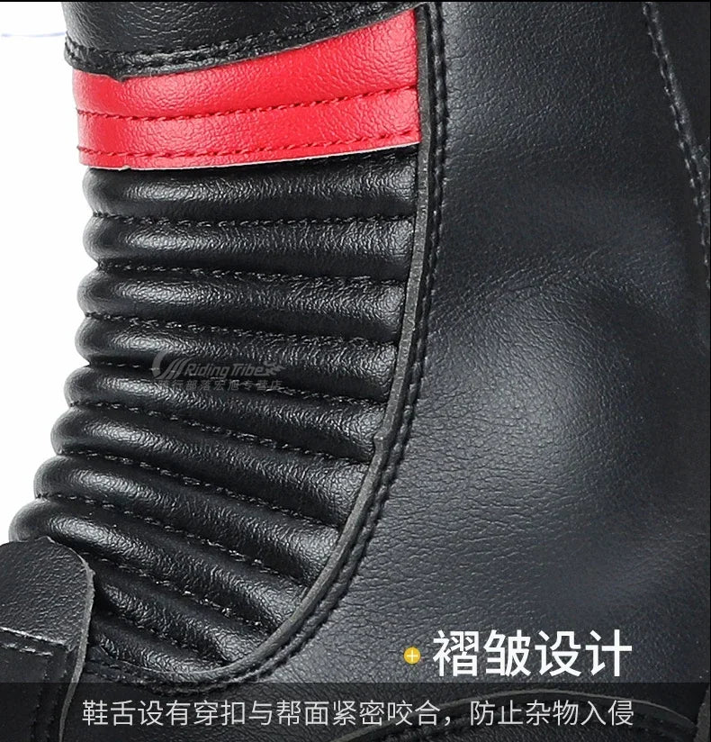 Anti-Slip Road Racing Motorcycle Boots with High Traction Rubber Outsoles Long Moto Shoes for Men Women Safety Riding Gear B1006