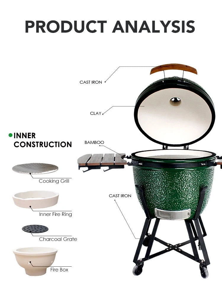 12 15 16 18 22 23 24 27 Inch Kamado Ceramics Burn Oven Removable Grill Outdoor Chicken That Bake Furnace