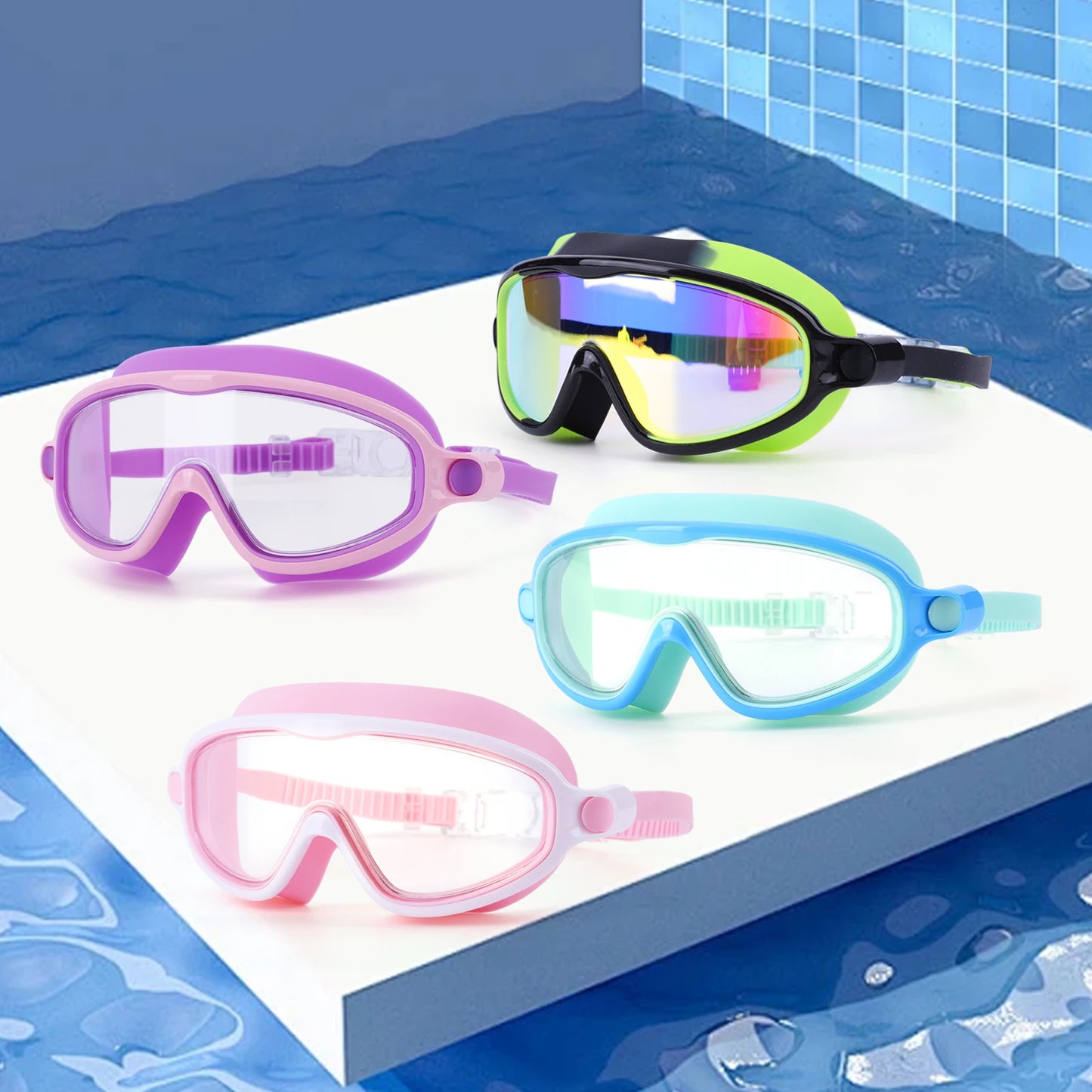 2Pcs Swimming Goggles Anti Fog Transparent Swimming Glasses Leakproof Wide View Swimming Eyewear Professional Swim Equipment