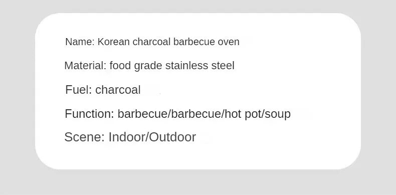 Stainless Steel Korean Barbecue Grill Round Household Commercial Camping Party Charcoal Grill Portable Charcoal Barbecue Grill