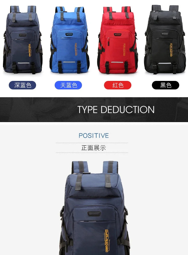 50L Waterproof Hiking Camping Travel Backpack Men Women Outdoor Large Capacity Mountain Climbing Bag Oxford Luggage Rucksack