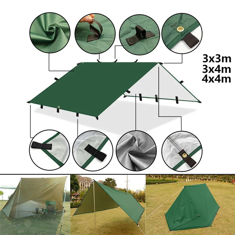 19 point suspension waterproof canvas DIY canvas multifunctional shelter 3x4 4x4 Rainfly backpack hiking
