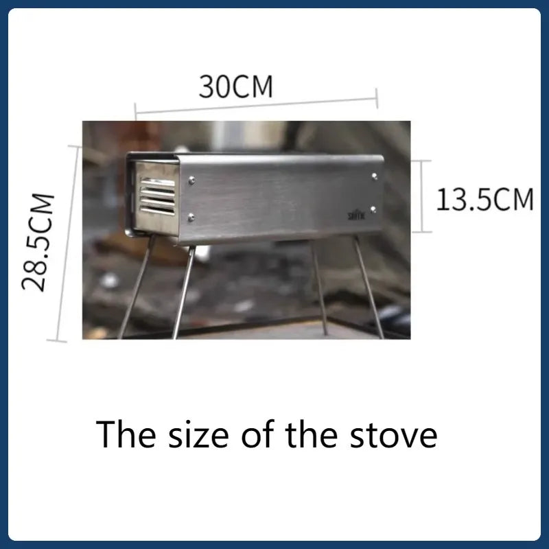Outdoor Folding Camping Furnace Portable Stainless Steel Household Barbecue Stove Stable Thickened Charcoal Rack Outdoor Stoves