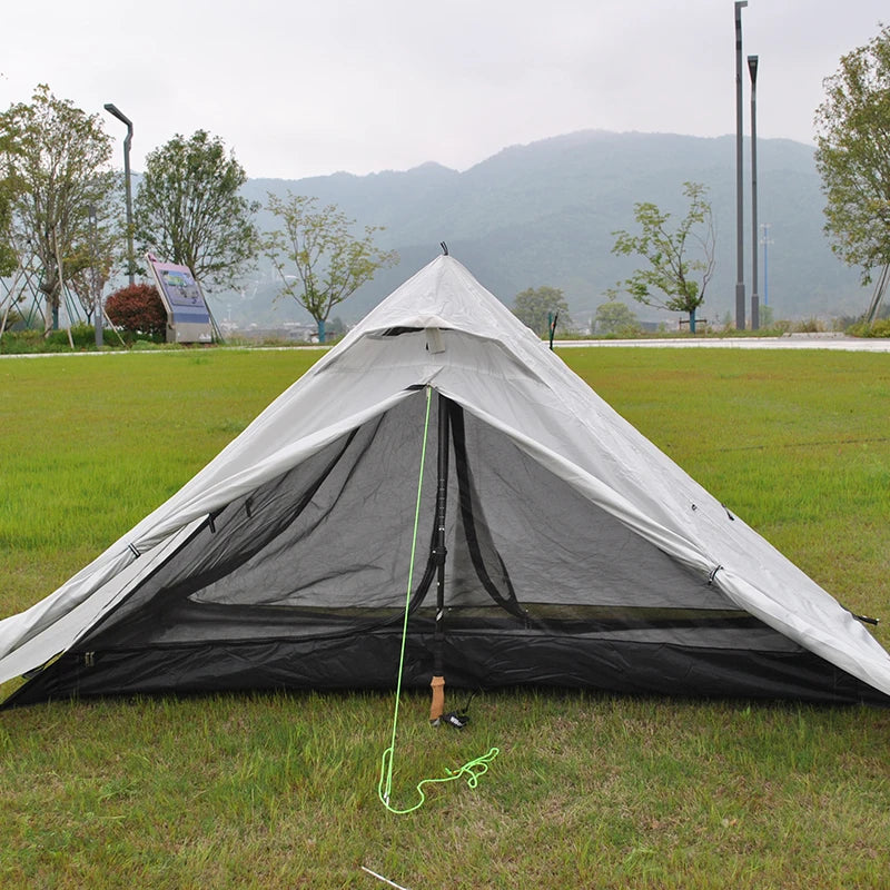 Ultralight Outdoor Backpacking Camping Tent, Trekking Pole Tent, Lightweight Poleless Tent, Waterproof, 1-2 Person, NO POLE
