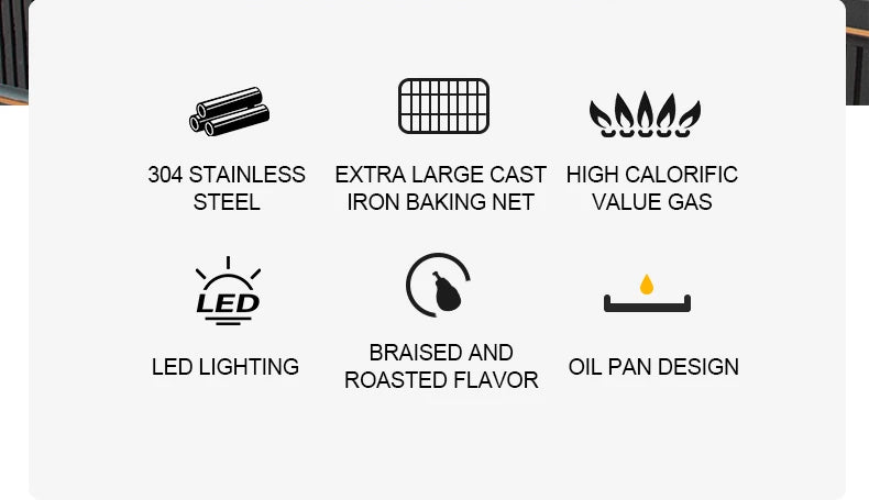 Factory Supply Outdoor Kitchen Professional Stainless Steel 4 Burner Built-in BBQ Gas Grill