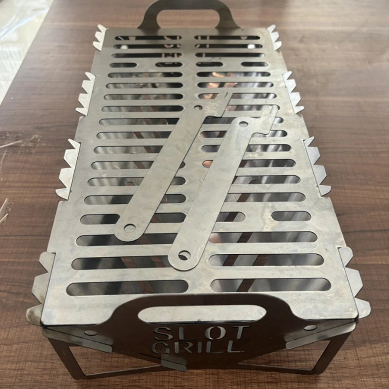 Outdoor Camping Folding Barbecue Stainless Steel Portable Charcoal Barbecue Grill Outdoor Camping Tools Durable with Handles