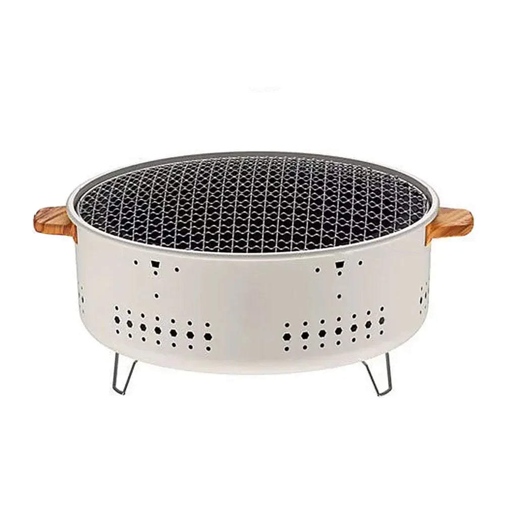 Portable Barbecue Grill Korean Charcoal Stove Stainless Steel Split BBQ Stove Round Non-stick Barbecue Rack for Outdoor Camping