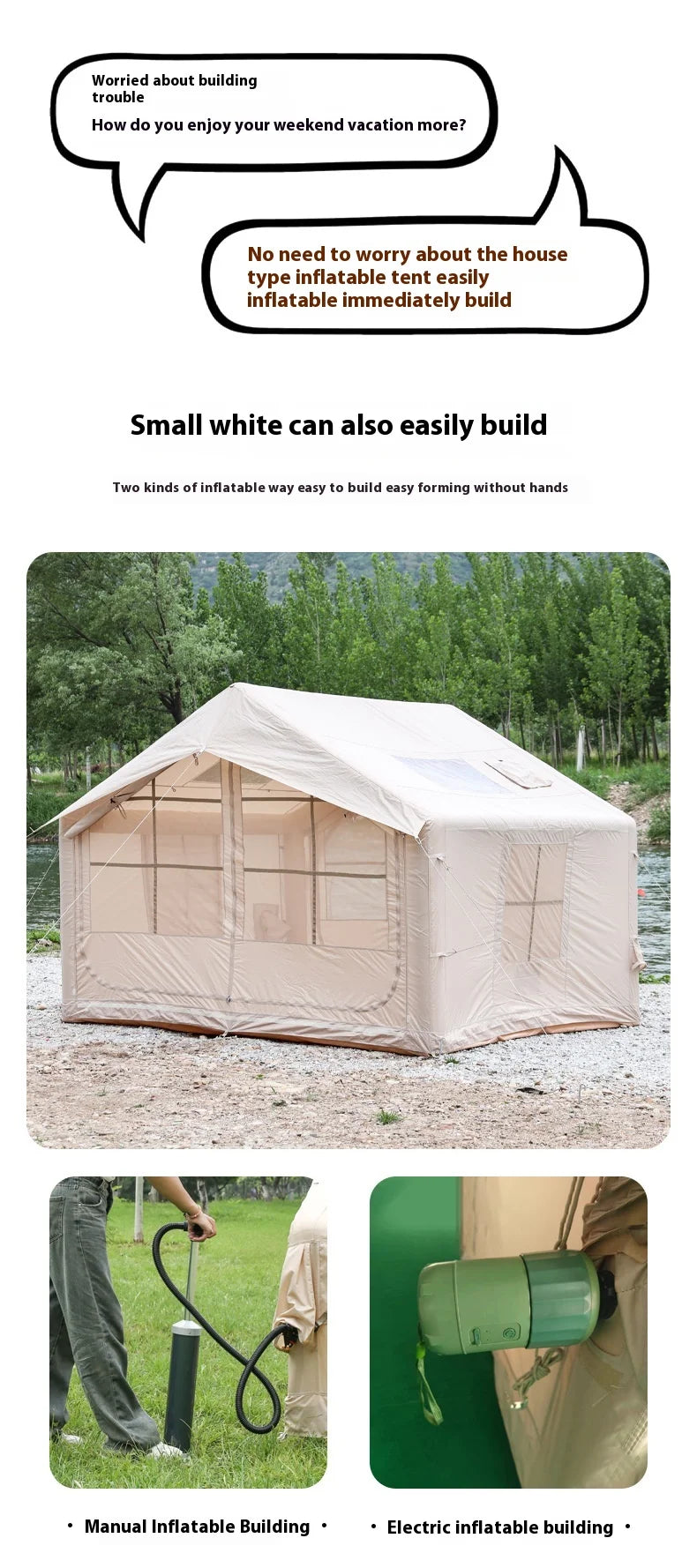 Automatic Inflatable Camping Tent Quick Setup Sunshade Waterproof Windproof for Outdoor Travel