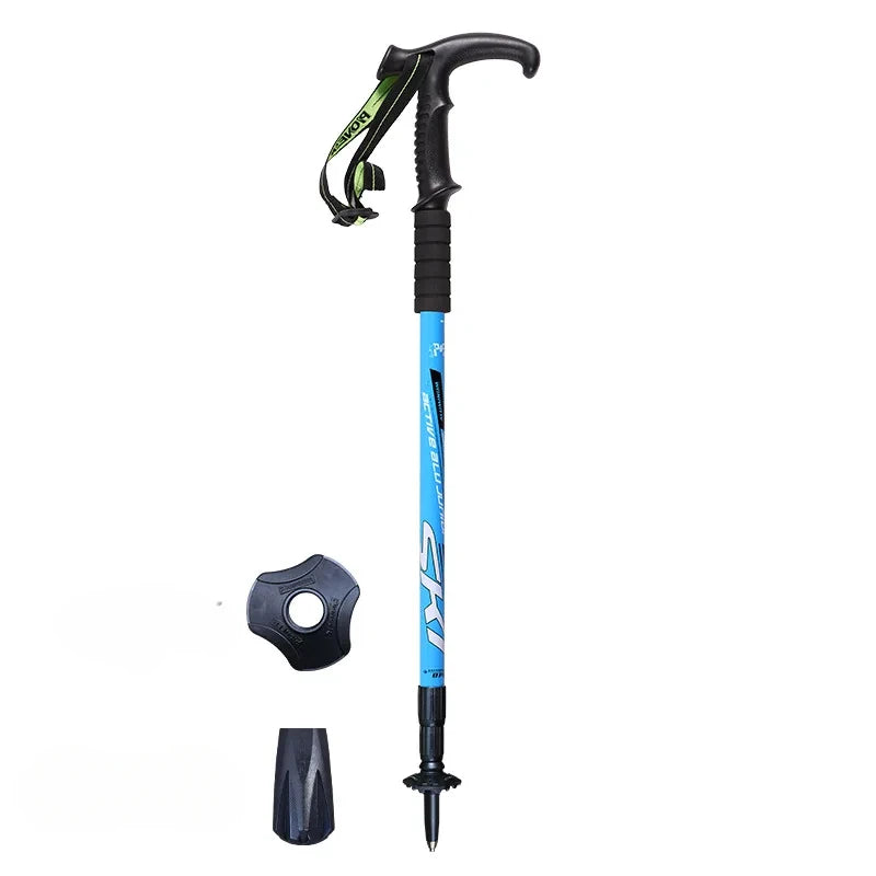 1PCS Ultralight Folding Multifunction Trekking Pole Portable Anti Shock Alpenstock Snow Walking Stick Outdoor Climbing Hiking