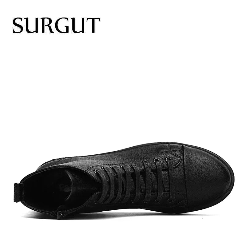SURGUT 2025 Fashion New Autumn Winter Men Boots Casual Motorcycle Boots Split Leather Comfortable Outdoor Ankle Boots Size 38~47